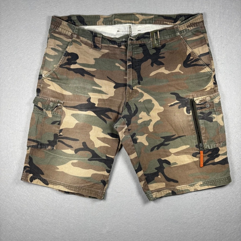 Solognac Camo Cargo Shorts Mens 38 Woodland Camouflage Hunting Y2K No Button*